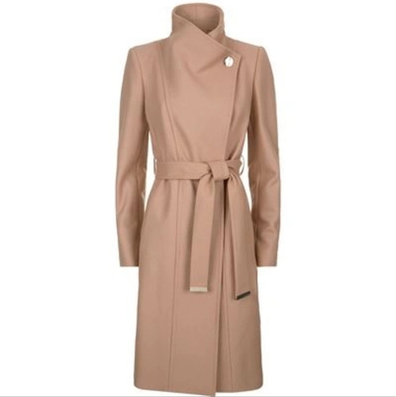Ted Baker Lorili Cashmere Wrap Coat with Gold Accents - Picture 1 of 14